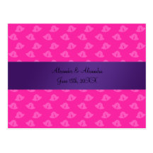 Pink wedding bells wedding favours postcard