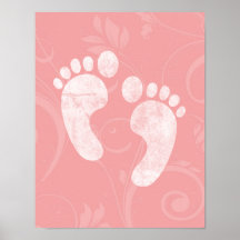 Pink/White Baby Footprints