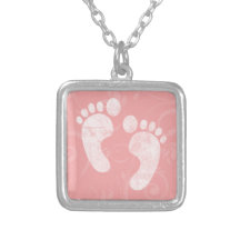 Pink/White Baby Footprints Custom Jewelry