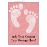 Pink/White Baby Footprints Greeting Cards