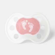 Pink/White Baby Footprints Pacifier