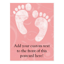 Pink/White Baby Footprints Postcard