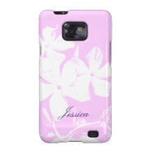Pink & White Floral Personalised Samsung Galaxy Ca Samsung Galaxy S2 Covers