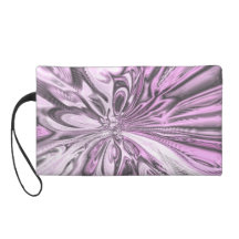 Pink White Flower Satin Silk Desiign Wristlet Clutch