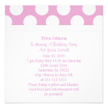 Pink & White Polka Dot Party Invitations