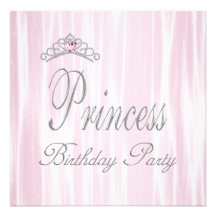 Pink White Tiara Girls Princess Birthday Party Custom Invitation