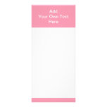 Pink with white area and text. full colour rack card