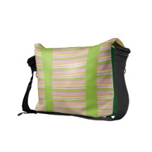 pink yellow and green stripes messenger bag