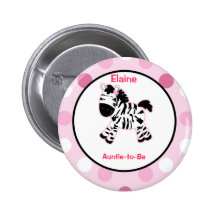 Pink Zebra Customized name tag Button