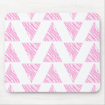 Pink Zebra Print Stripes, in Pattern of Triangles. Mouse Pad