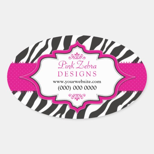 Pink Zebra Ribbon Promotional Stickers