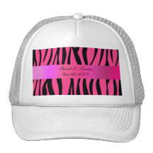 Pink zebra stripes wedding favours hats