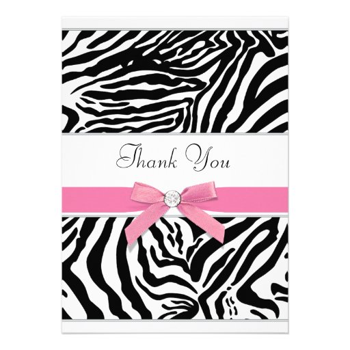 Pink Zebra Thank You Card Custom Invitation