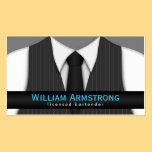 Pinstripe Suit Vest Tie Bartender Business Cards business cards