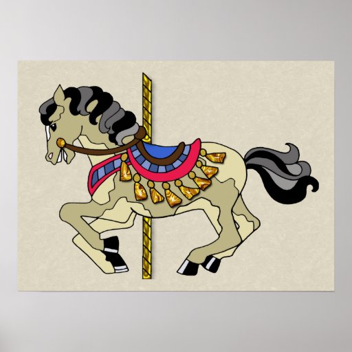 Pinto Carousel Horse Posters