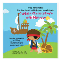 Pirate Ahoy Mates Birthday Party Invitation Boy