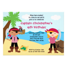 Pirate Ahoy Mates Birthday Party Invitation Boy