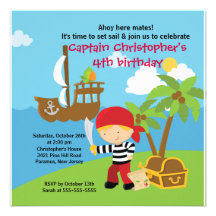 Pirate Ahoy Mates Birthday Party Invitation Boy