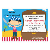 Pirate Ahoy Mates Birthday Party Invitation Boy