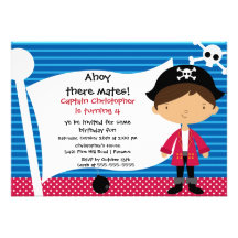 Pirate Ahoy Mates Birthday Party Invitation Boy