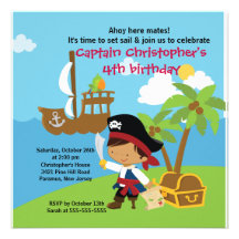 Pirate Ahoy Mates Birthday Party Invitation Boy