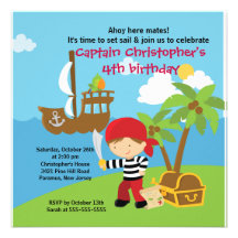 Pirate Ahoy Mates Birthday Party Invitation Boy