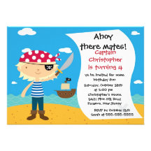 Pirate Ahoy Mates Birthday Party Invitation Boy