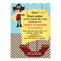 Pirate Ahoy Mates Birthday Party Invitation Boy
