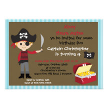 Pirate Ahoy Mates Birthday Party Invitation Boy