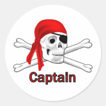 Pirate Captain Skull and Bones Sticker