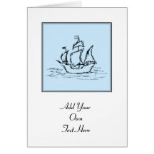 Pirate Ship. On pale blue. Cards