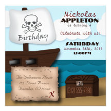 Pirate Ship Treasure Chest Birthday Invitations