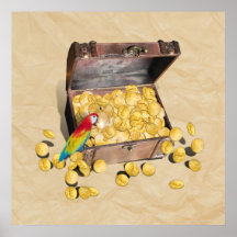 Pirate's Treasure Chest on Crinkle Paper Print