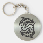 Pisces Fish Silhouette with Metallic Effect Key Chains