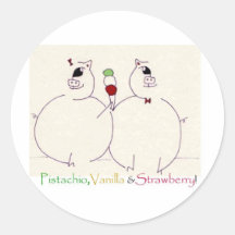 Pistachio, Vanilla and Strawberry Round Stickers