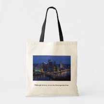 Pittsburgh at dusk, across the Monongahela River, Tote Bags