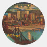 Pittsburgh By Moonlight Vintage Stickers