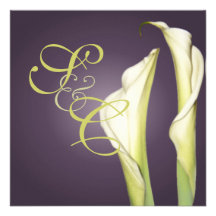 PixDezine Calla lilies+plum, wedding Invitations