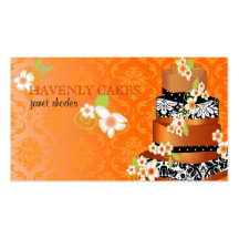 PixDezine damask+burnt apricot cake/pâtisserie Business Cards
