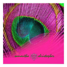 PixDezine Psychedelic Peacock feather Personalized Invitation