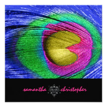 PixDezine Psychedelic Peacock feather Personalised Invites