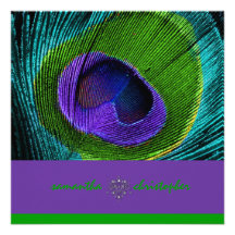 PixDezine Psychedelic Peacock feather Personalised Invites