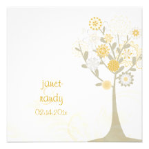 PixDezine retro tree/ winter wedding Personalised Invitations