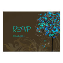 PixDezine rsvp blue maple leaves/DIY background Personalised Invitations