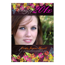 PixDezine Trendy Tropical flowers 2011 Graduations Personalized Invite