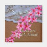 PixDezines beach+pink plumeria Fridge Magnet
