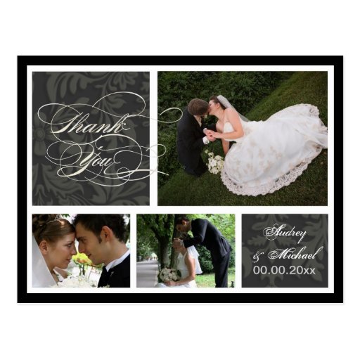 PixDezines DIY colour/Damask Photos Thank you Post Cards