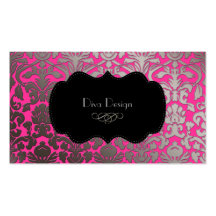 PixDezines DIY colour/hot pink flora damask Business Card Templates
