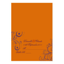 PixDezines Flourish Swirls tent place cards/Orange Business Card