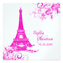 PixDezines La Tour Eiffel+Swirls Invitations